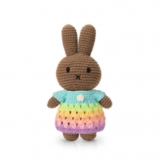 Coniglietta Melanie con vestito arcobaleno colori pastello