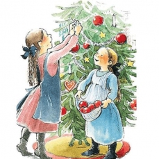 Cartolina: L'albero di Natale con le mele rosse