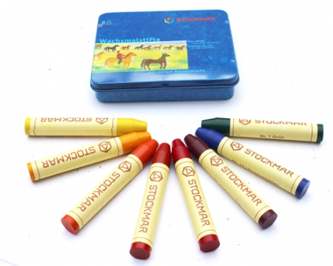 Pastelli a cera - Scatola di latta 8 colori a matita - Assortimento base