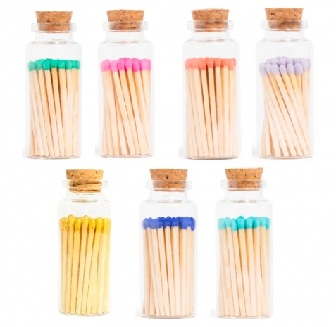 Fiammiferi boccetta vetro grande (capocchia colorata) - scegli il tuo colore