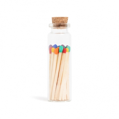 Fiammiferi boccetta vetro (capocchia colorata) colori arcobaleno