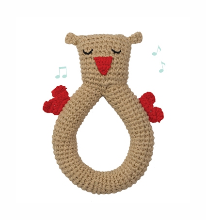 Sonagli in crochet di cotone biologico - gufo