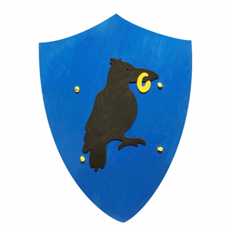 Scudo da cavaliere in legno - Corvo nero
