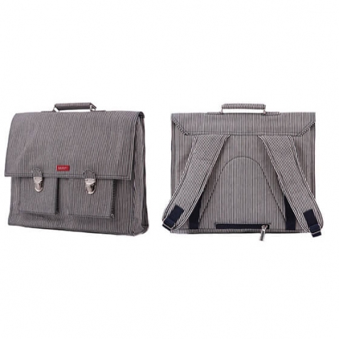 Cartella grande per la scuola (40x35x10cm) - jeans a righe blu