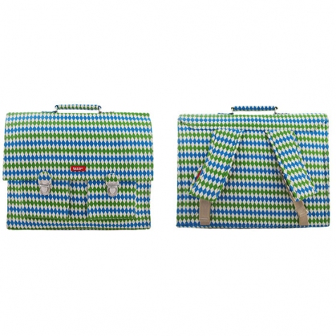 Cartella grande per la scuola (40x35x10cm) - rombi verdi e blu