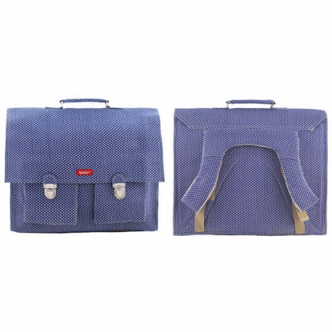 Cartella grande per la scuola (40x35x10cm) - blu e bianca