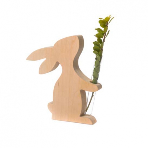 Coniglietto in legno con vaso porta fiori