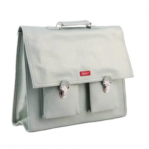 Cartella grande per la scuola (40x35x10cm) - azzurro chiaro metallizzato
