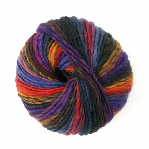 Gomitolone sfumato 100% lana - Toni del viola, grigio, arancio