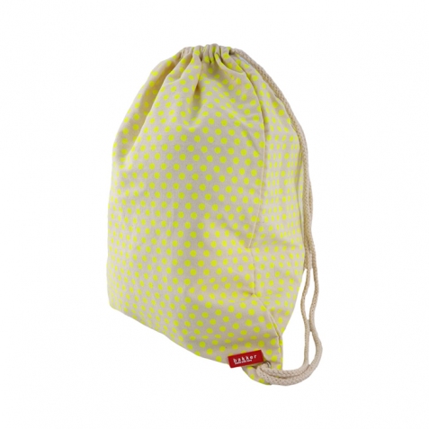 Sacca zaino in cotone giallo fluo a pois