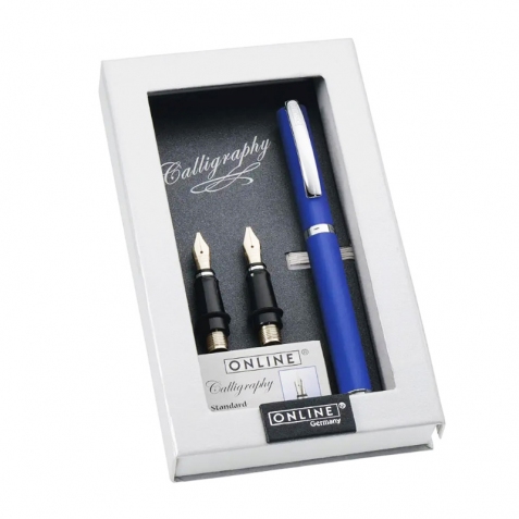 Confezione regalo - Penna stilografica e calligrafica (3 pennini diverse misure) - Blu