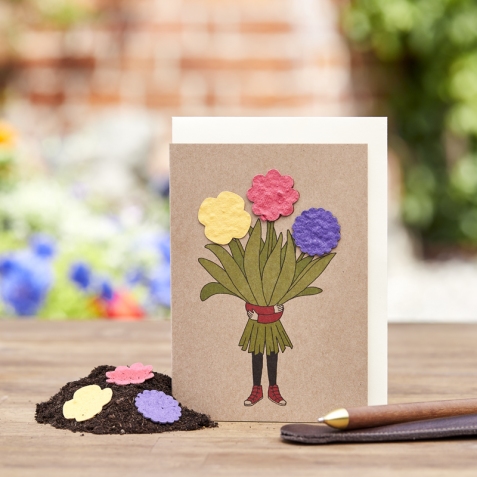 Biglietto di auguri e semi di fiori - Ragazza dei fiori