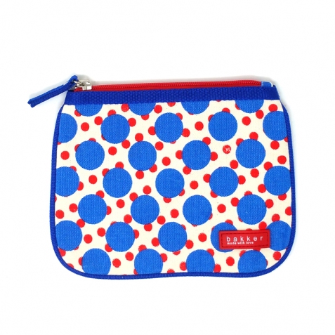 Bustina piatta in tela con cerniera - Piccola pochette - Red & Blue Dots