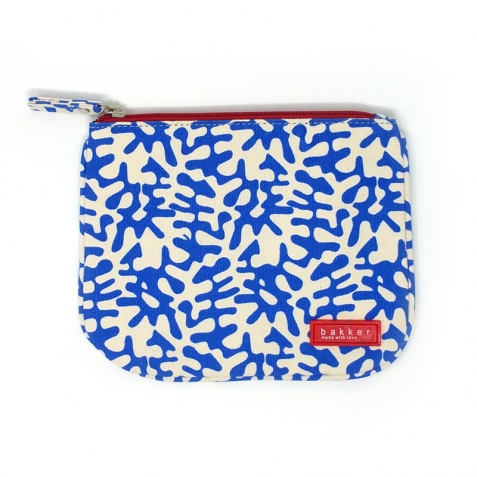 Bustina piatta in tela con cerniera - Piccola pochette - Tropik Blue
