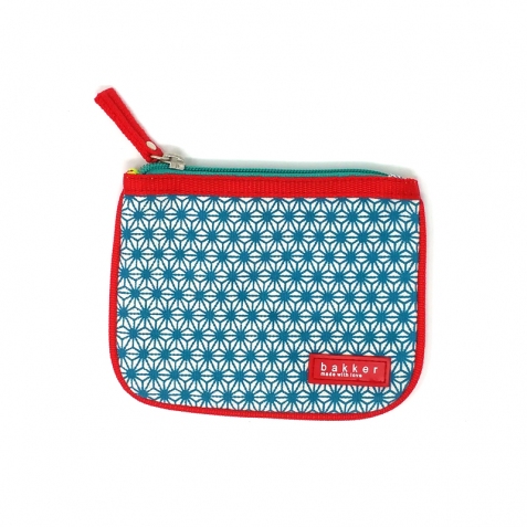 Bustina piatta in tela con cerniera - Turquoise