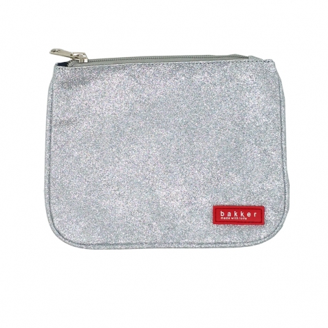 Bustina piatta in tela con cerniera - Piccola pochette - Glitter & Silver