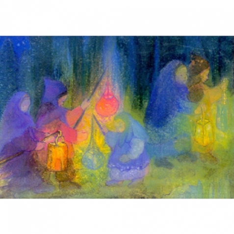Cartolina: Lanternata nel bosco delle bambine