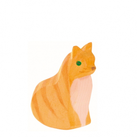 Gatto rosso seduto -  in legno