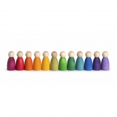Omini arcobaleno in legno - 12 omini colorati
