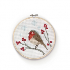 Punto croce - Kit per realizzare un pettirosso nella neve