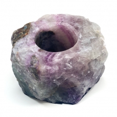 Porta candela lumino in fluorite dal colore verde viola