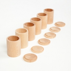 Scatoline in legno naturale con coperchio - 6 pezzi
