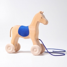Cavallo in legno con le ruote e la sella - trainabile