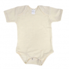 Body in lana e seta manica corta ecrù (2-4 anni)