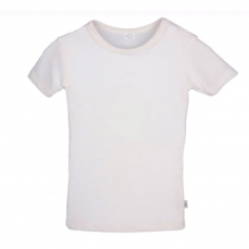 Canottiera in lana e seta maniche corte ecrù (4-6 anni)