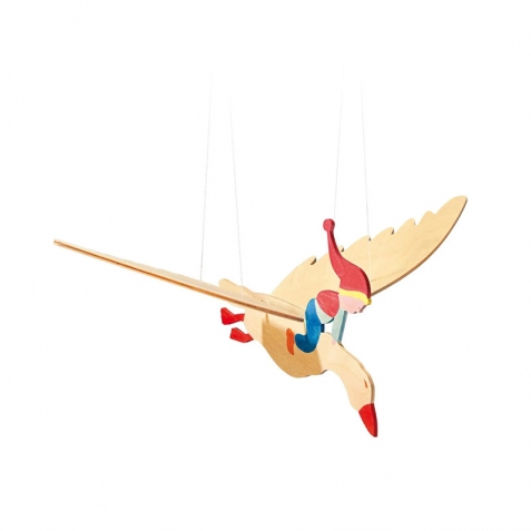 Il meraviglio viaggio di Nils Holgerson - anatra in volo in legno