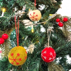 Decorazione in lana cardata - Pallina fiocco di neve