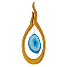 Acchiappasole da appendere (in legno) con agata blu - Fiamma