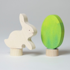 Figura decorativa - Coniglietto e Uovo di Pasqua verde