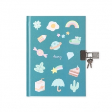 Diario segreto con lucchetto - Azzurro fantasia