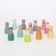 Omini in legno colori pastello - 12 pezzi