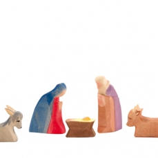 Presepe piccolo in legno - Maria, Giuseppe, Gesu, il bue e l'asinello