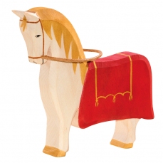 Cavallo con sella e drappo - in legno