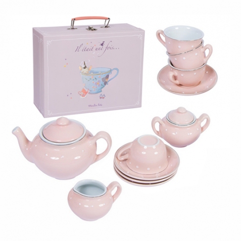 Valigetta - Servizio da tè in porcellana rosa