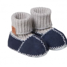 Scarpe neonato blu con pelo - 0-6 mesi