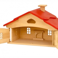 Casa delle le bambole con camino e ante per chiuderla