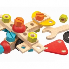 Meccano in legno - 40 pezzi con chiave inglese e cacciavite