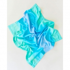 Coperta in seta e flanella azzurra/verde - cm76x100