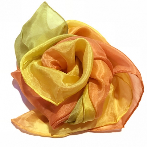 Velo in seta - arancio giallo verde - piccolo 55x55cm