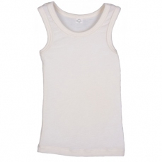 Canottiera lana e seta senza maniche ecrù (1-2 anni)