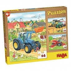 Puzzle Trattori nella fattoria- 3 puzzle da 24 pezzi ciascuno