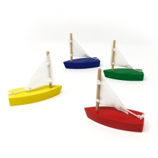 Mini barchette in legno colorate - 4 pezzi