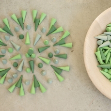 Mandala verdi 36 pezzi in legno - Pini