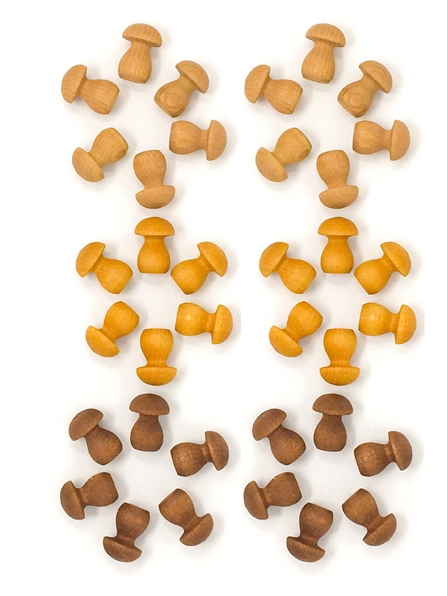Mandala marroni 36 pezzi in legno - Funghetti