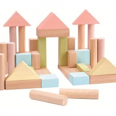 Costruzioni piccole in legno colori pastello - 40 pezzi