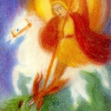 Cartolina: San Giorgio e il drago in dettaglio